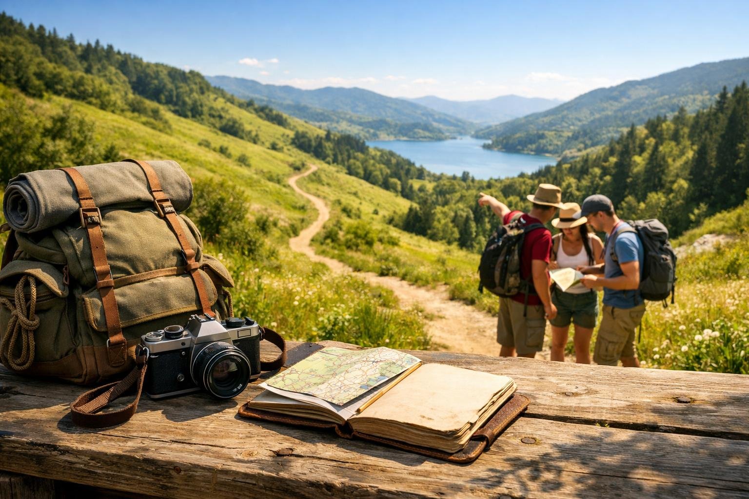Spoločná fotografia pri západe slnka na letnom výlete plná spomienok