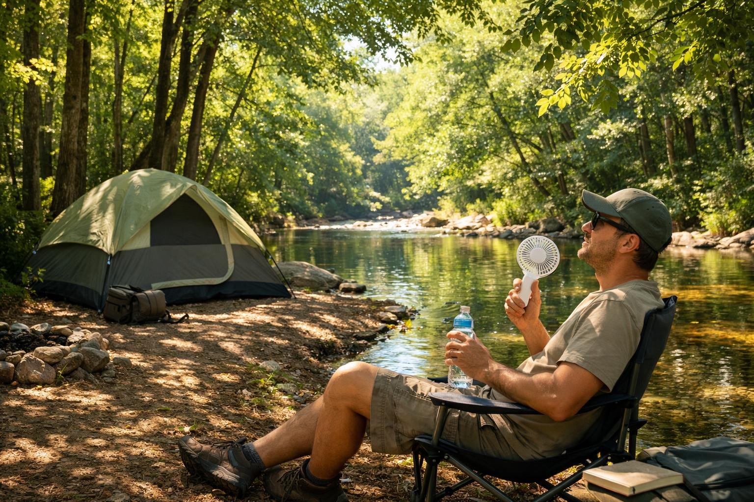 Kempovanie počas letných horúčav v prítmí lesa a pod hviezdami