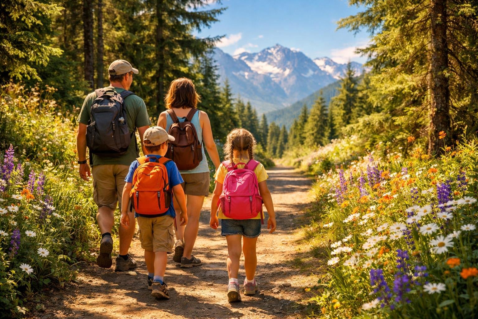 Rodinná letná turistika v horách s deťmi, bezpečná a zábavná výprava