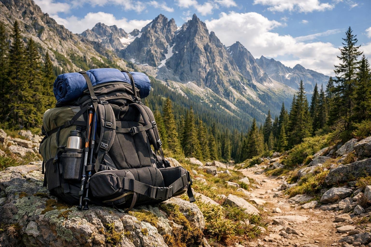 Turistický batoh na viacdňové túry s nastaviteľným nosným systémom a objemom